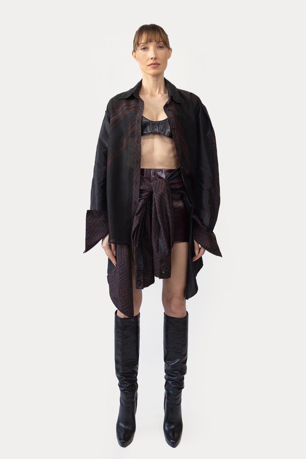 Oversize Shirt in Silk and Taffeta Combo