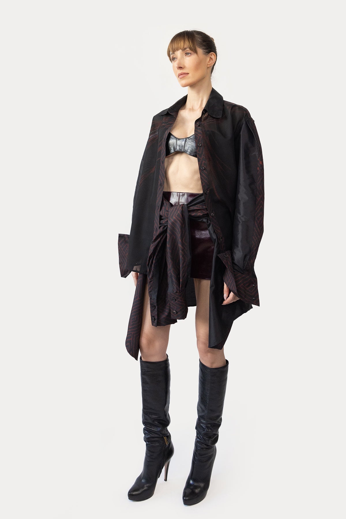 Oversize Shirt in Silk and Taffeta Combo