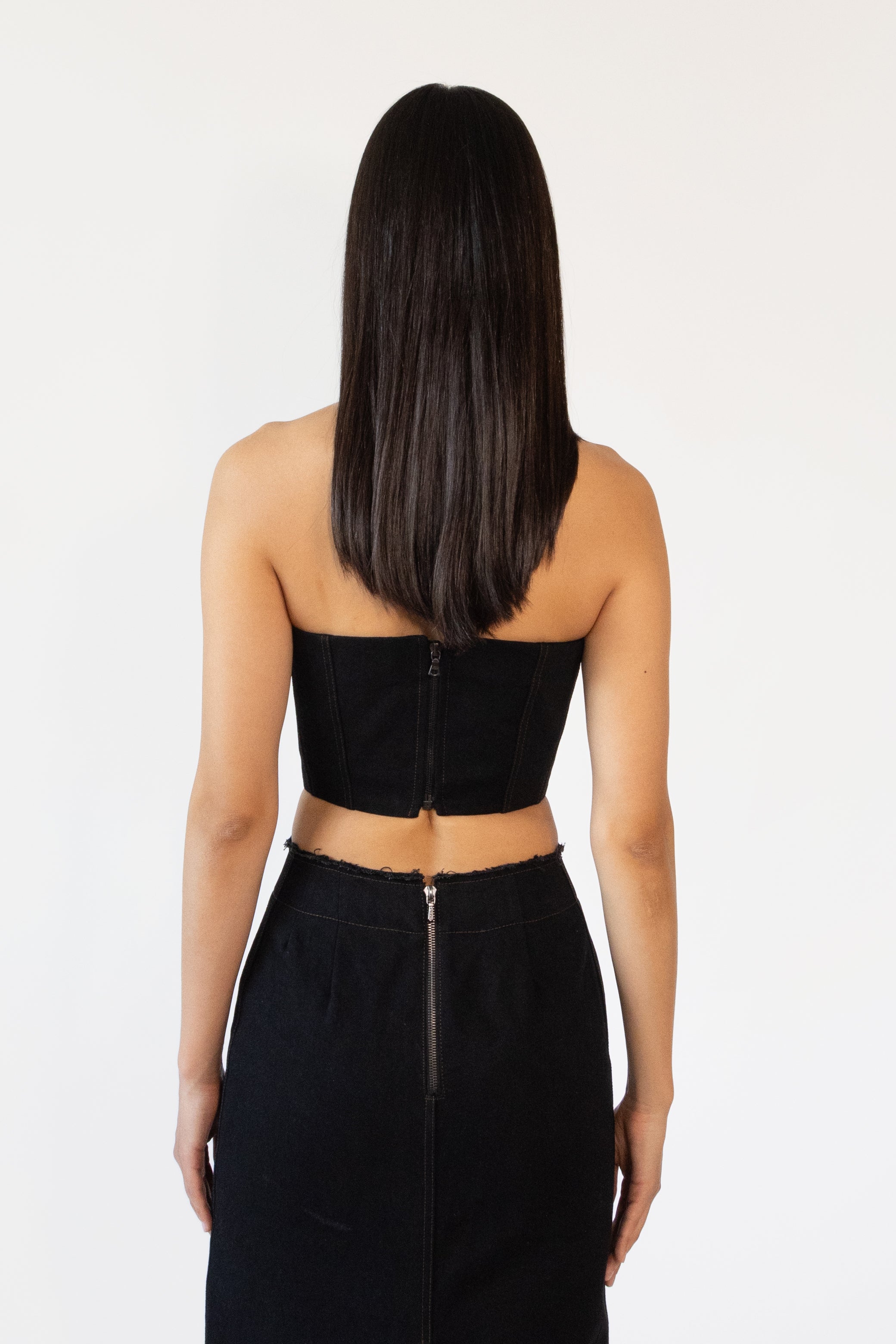 Structured Crop Top in Denim