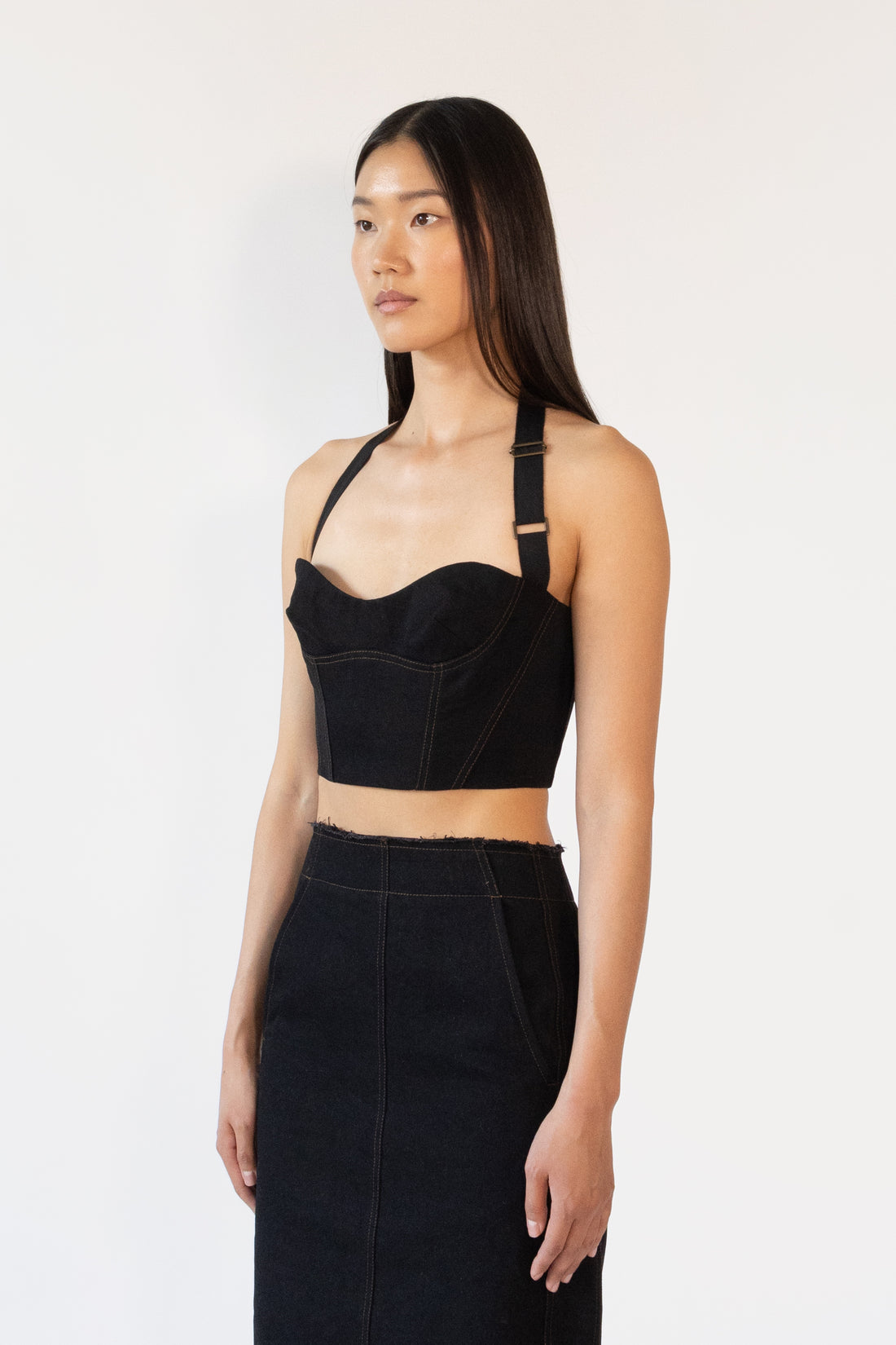 Structured Crop Top in Denim