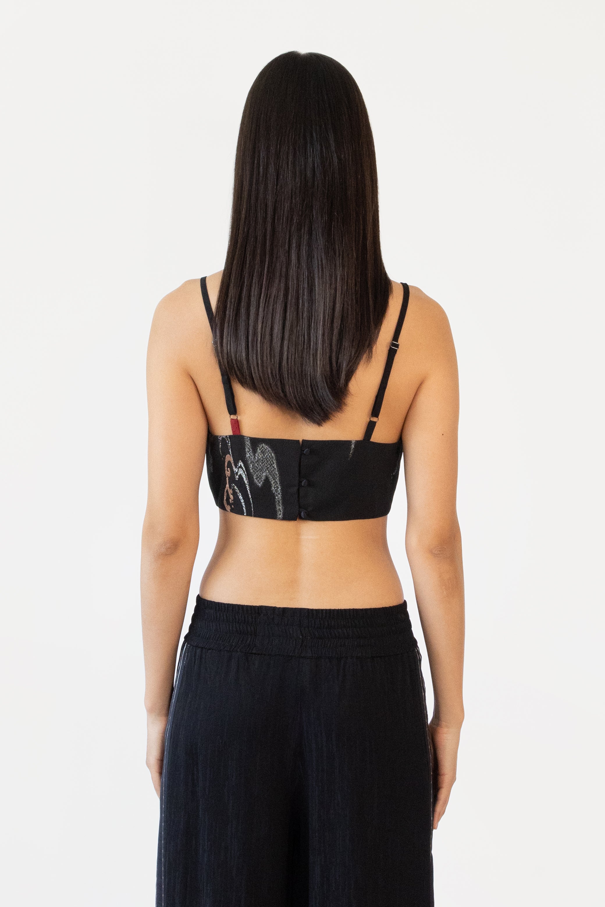 Crop Top in Silk and Liquid Jacquard