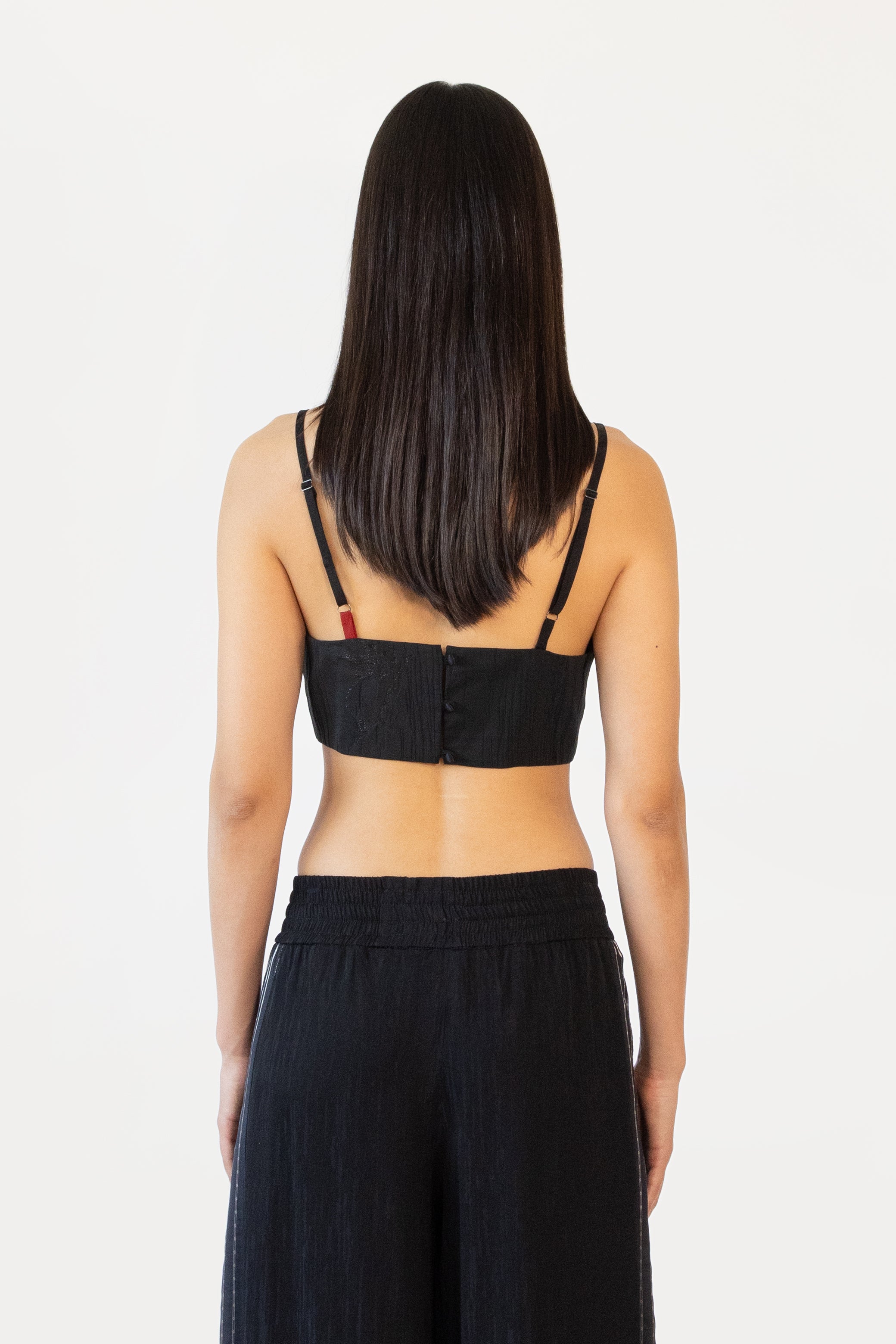 Crop Top in Silk and Liquid Jacquard