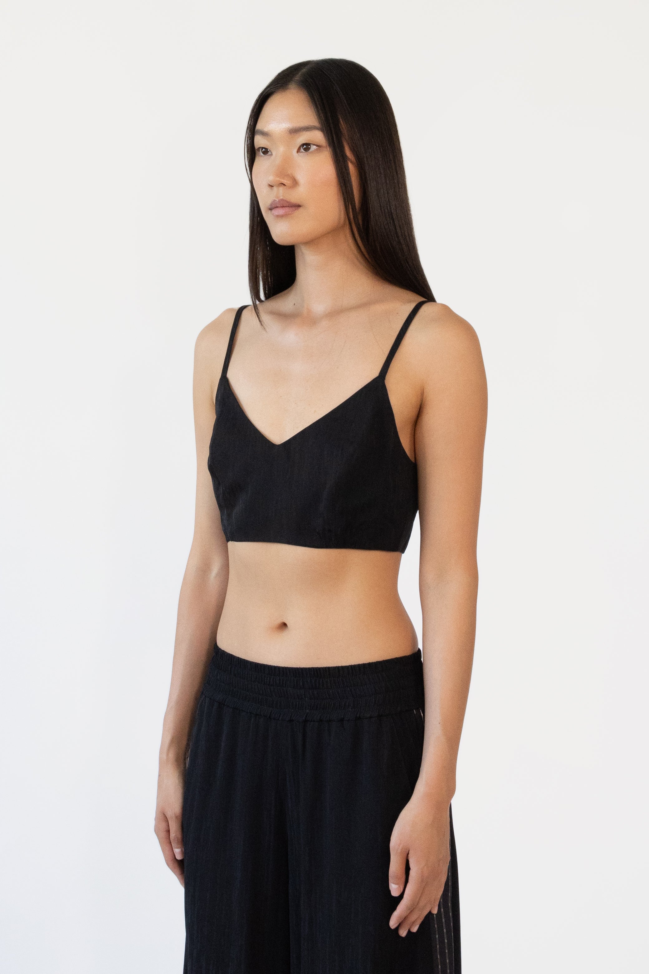 Crop Top in Silk and Liquid Jacquard