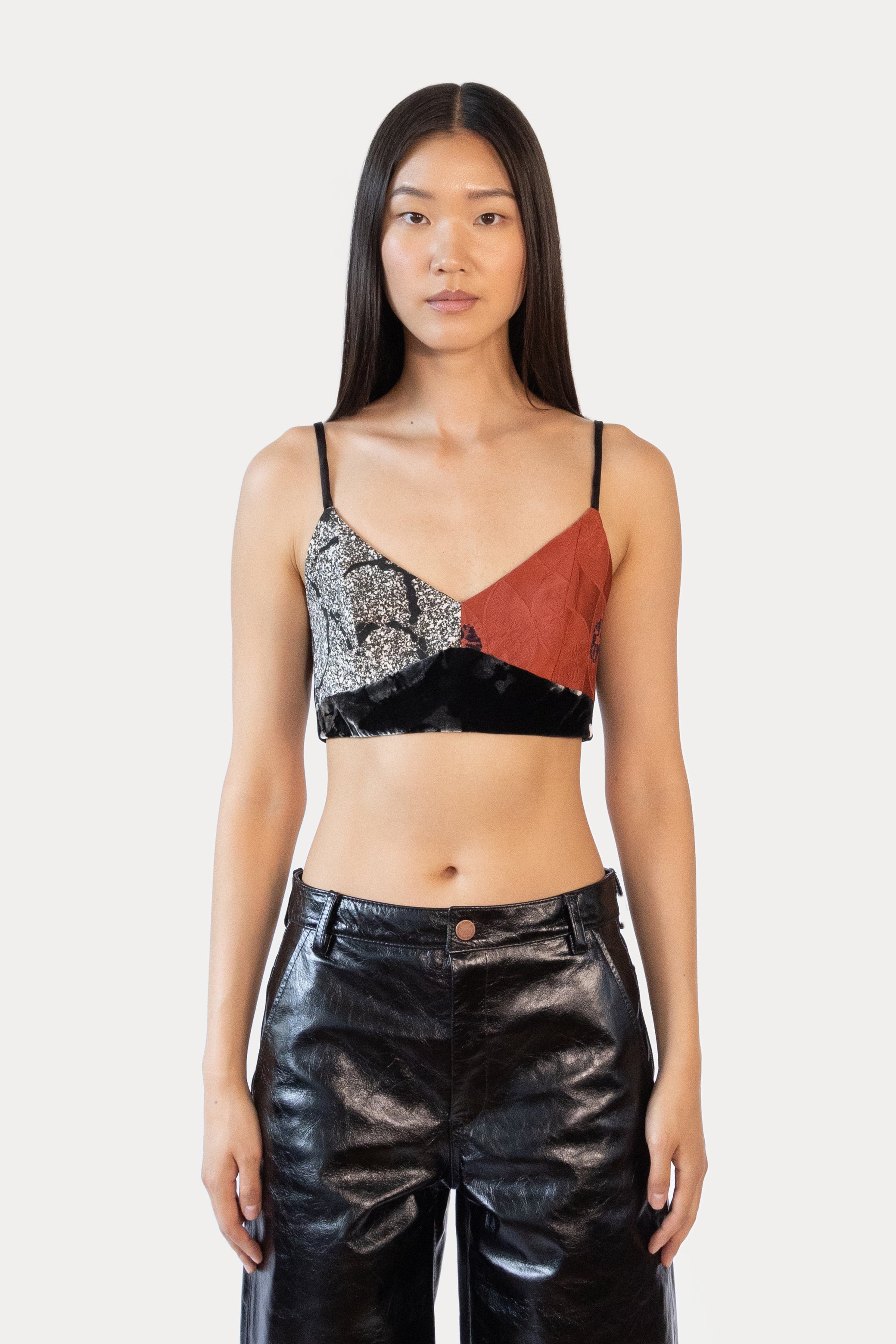 Crop Top in Silk and Velvet