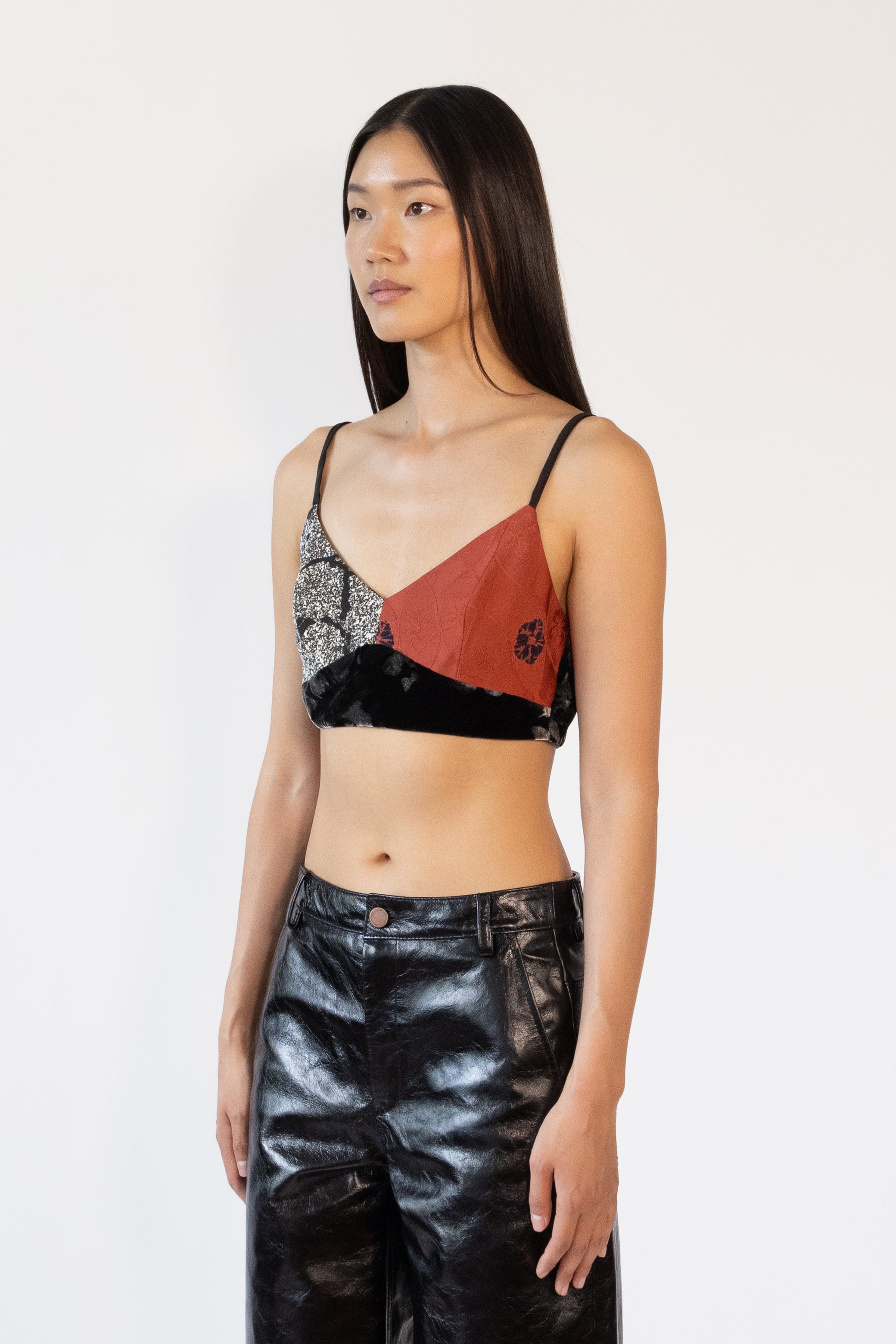 Crop Top in Silk and Velvet