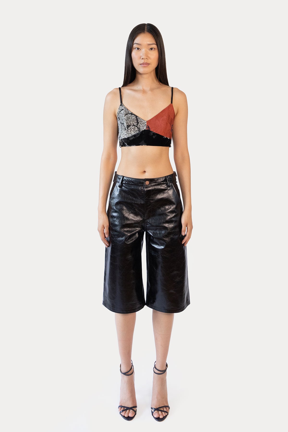 Crop Top in Silk and Velvet