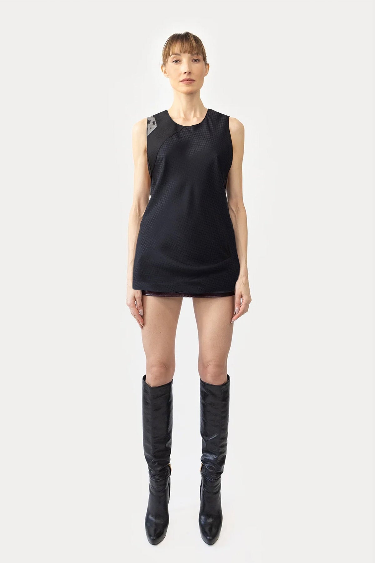Muscle Tank Dress in Bias Silk Combo